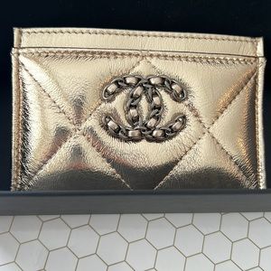 Authentic Chanel golden card holder